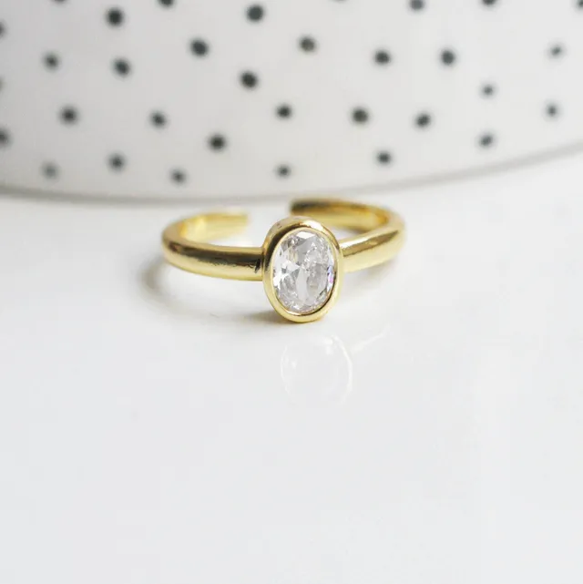 Gingerlily Apprêts G3455 bague réglable zircon doré 17mm