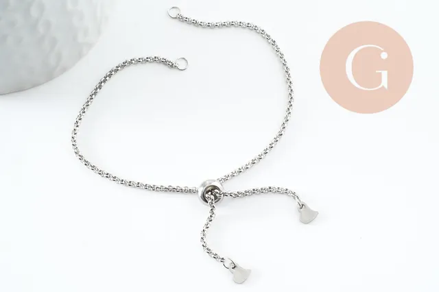 Gingerlily Apprêts Base bracelet rolo acier platine 25cm x1
