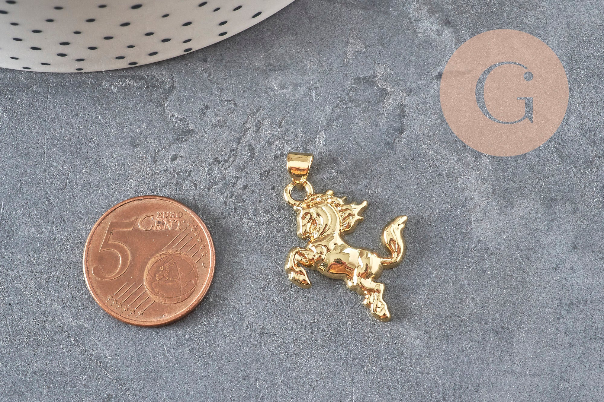 Gingerlily G11255 breloque cheval cabré 22mm doré x1