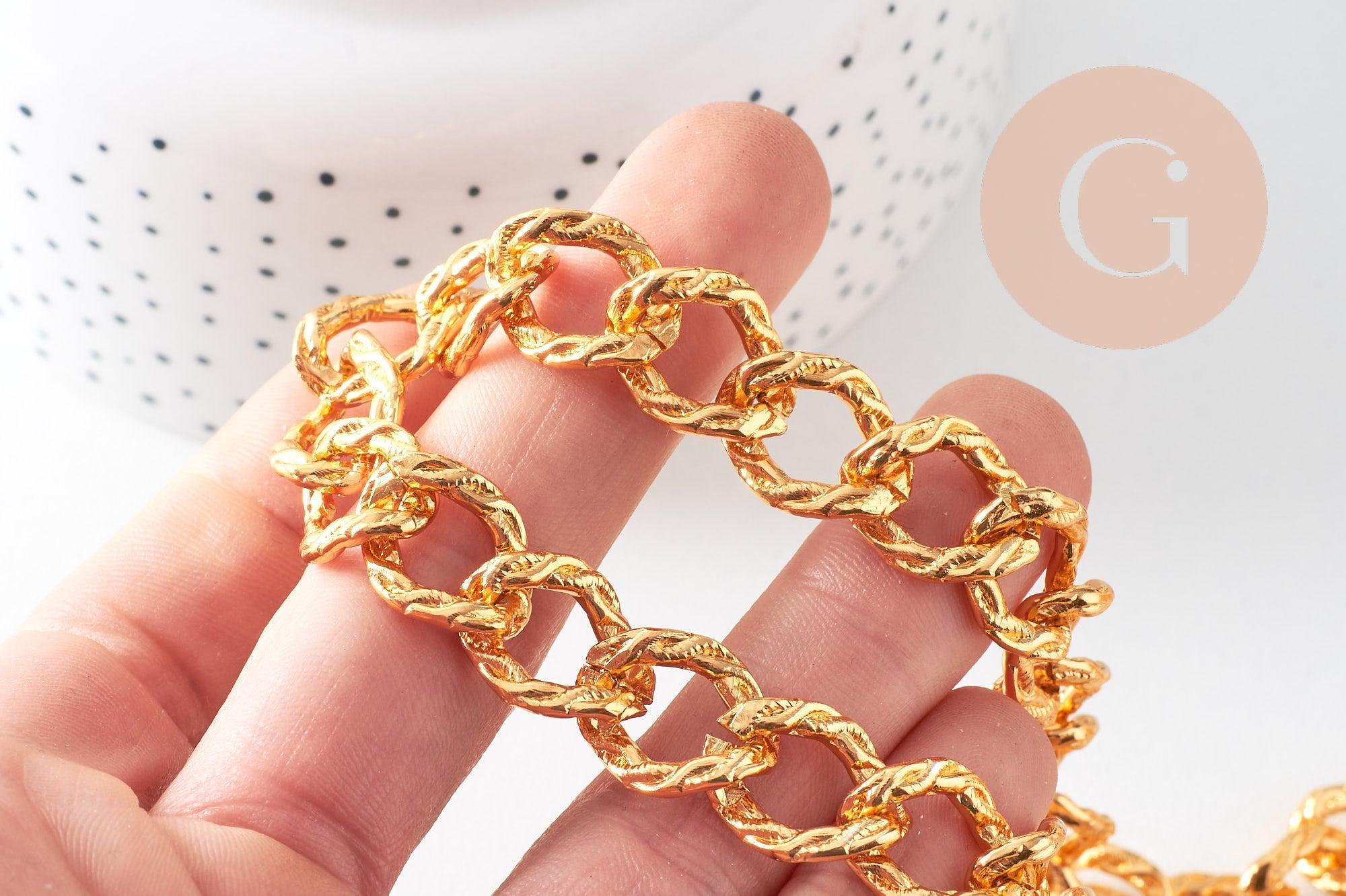Gingerlily Chaînes Chaîne maille texturée G10594 doré 17mm 1m