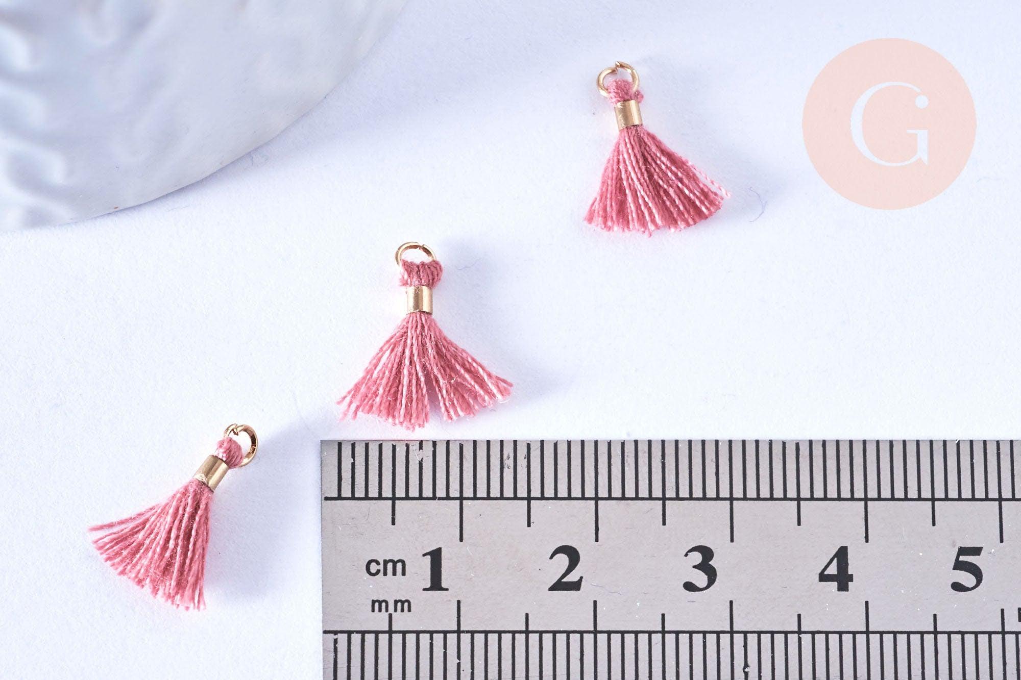 Gingerlily Pendentifs pompons vieux rose polyester 10-15mm x10