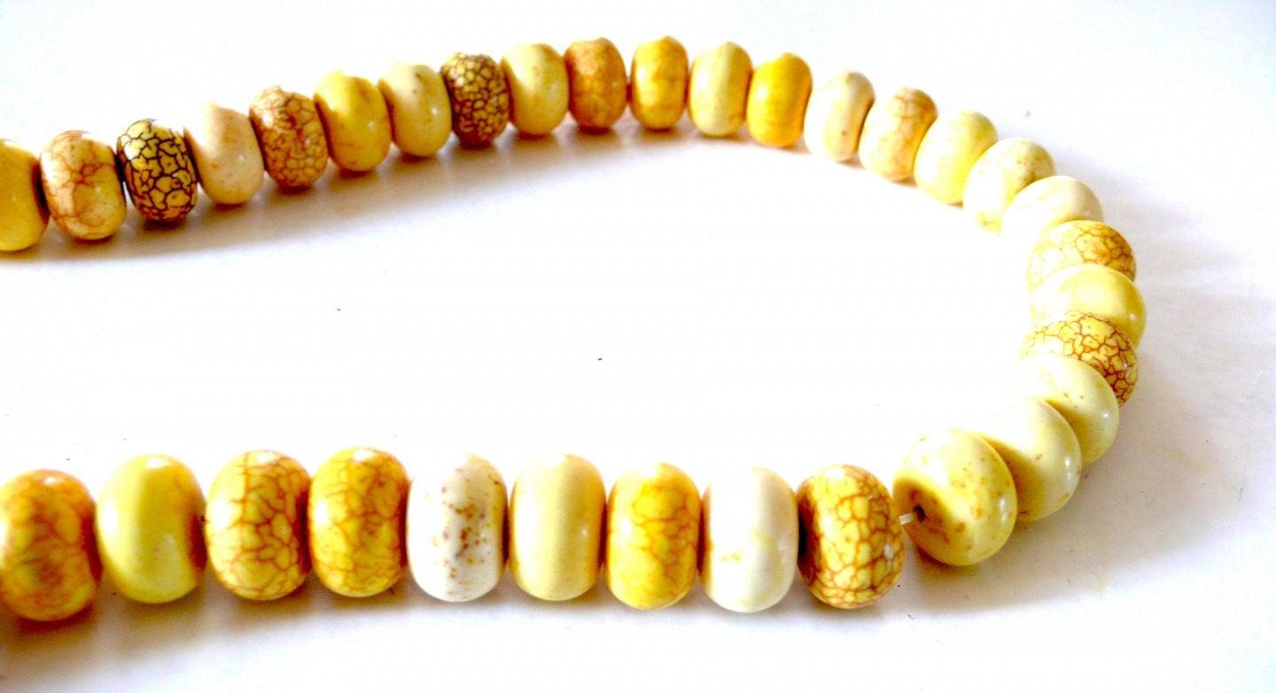 Gingerlily Howlite perles rondelle jaune 14mm x5