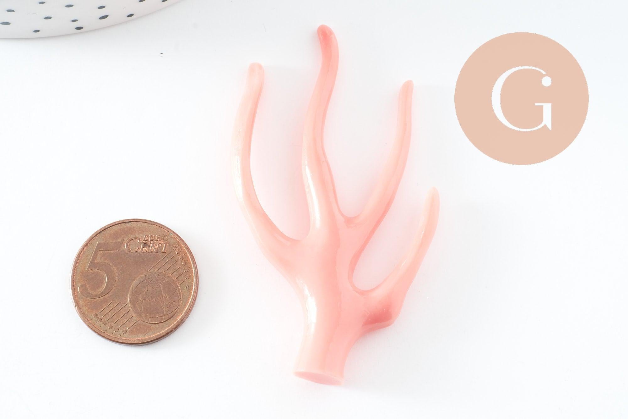 Gingerlily branche corail G9749 pendentif plastique rose 60mm x1