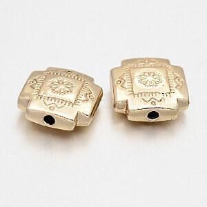 Gingerlily Perles carrées G5873 zamac doré 12mm x2 fleur