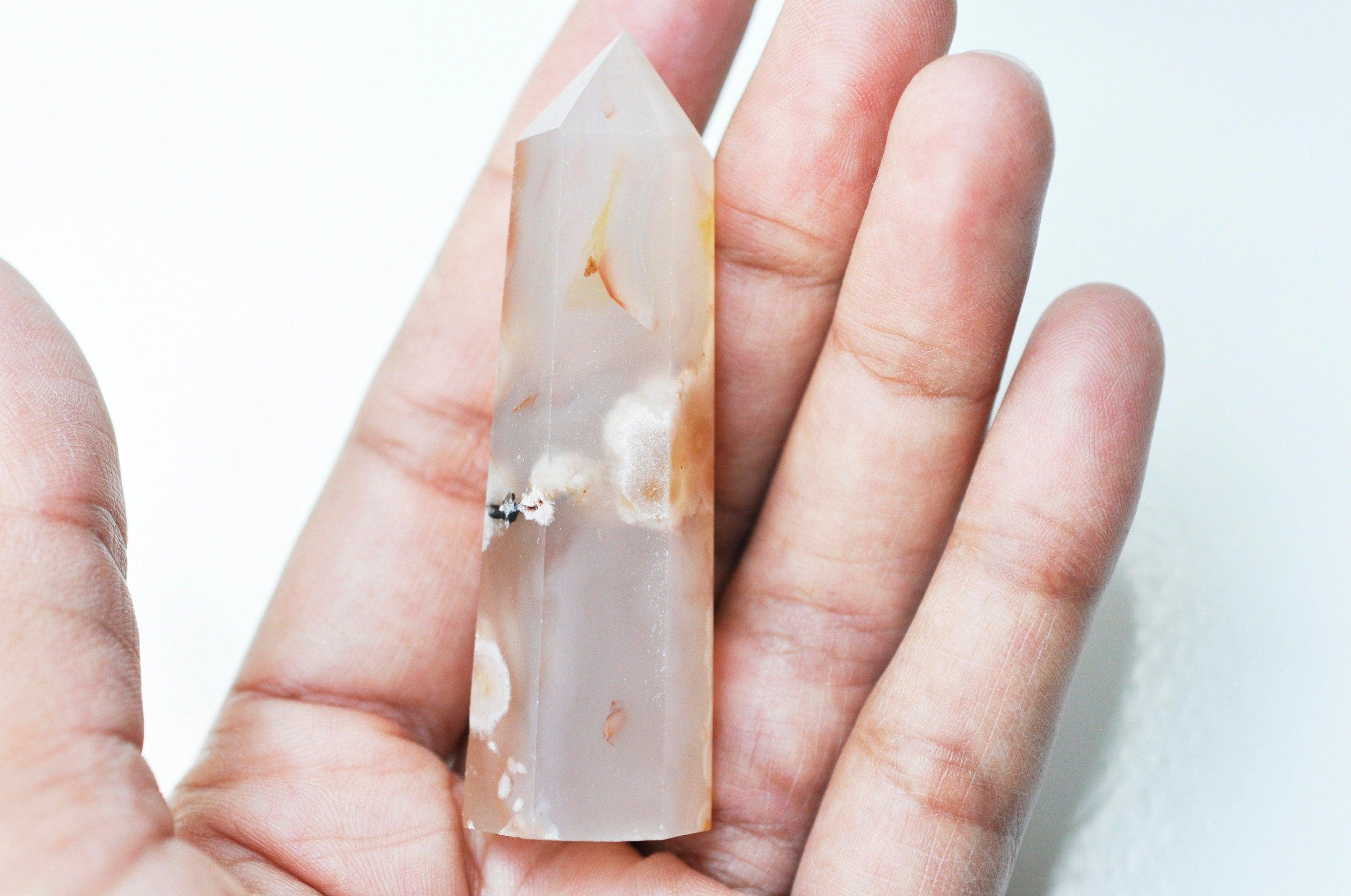 Gingerlily Pierres G4861 pointe agate fleur naturelle roulée