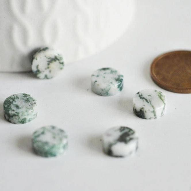 Gingerlily G1923 cabochon rond agate blanc-vert 10mm x1