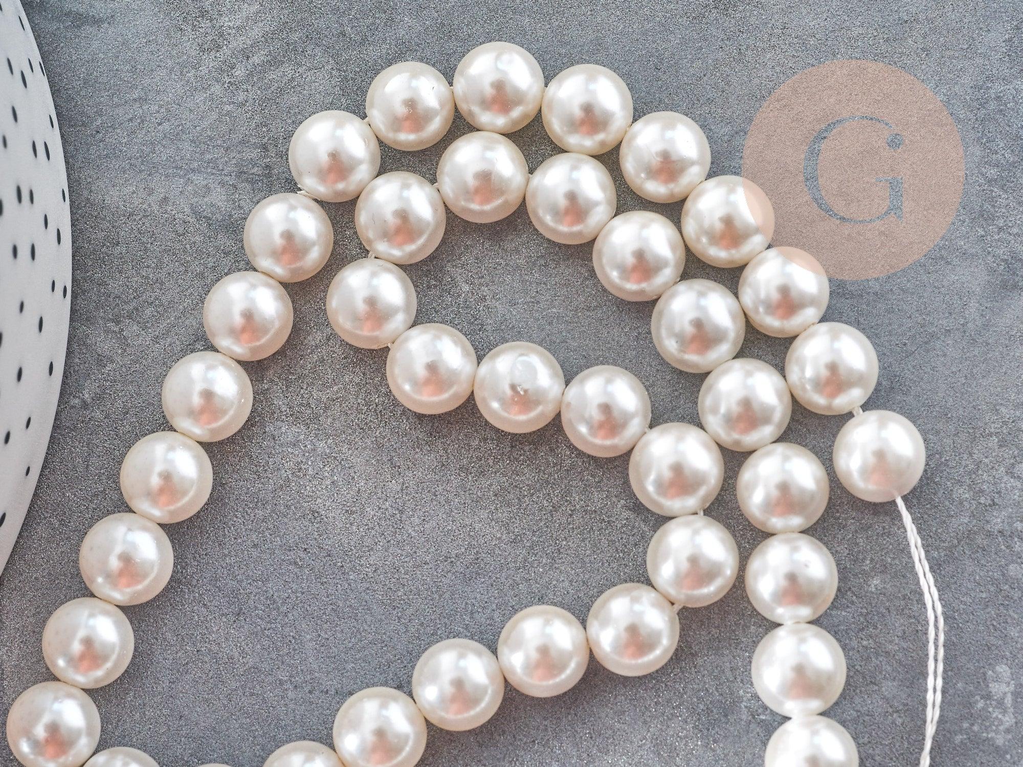 Gingerlily Perles perles rondes nacre blanche 8mm fil 40cm