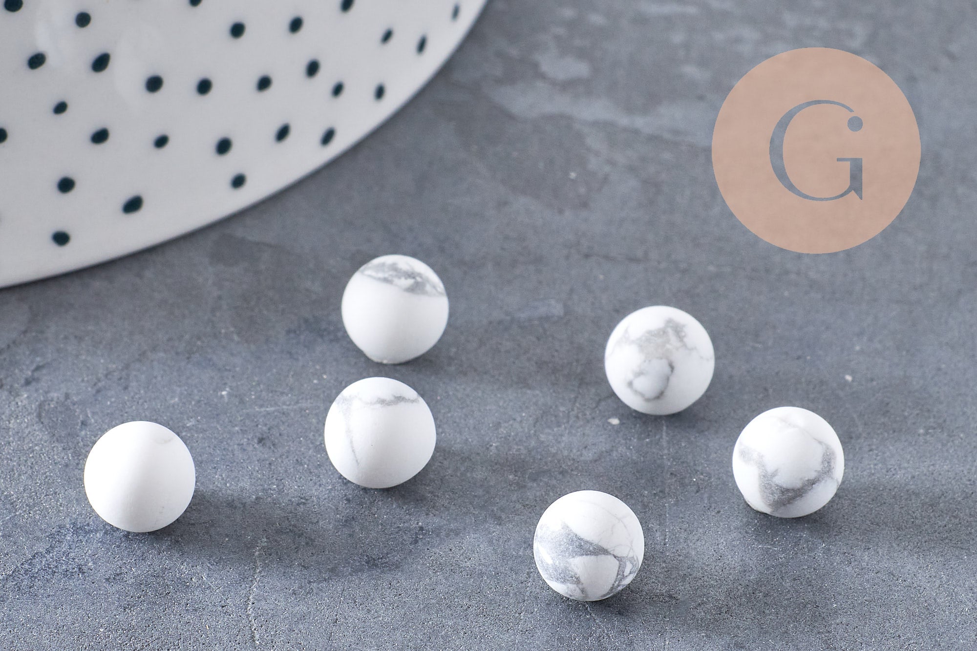 Gingerlily howlite G5837 sphère 8mm non percée blanche x1