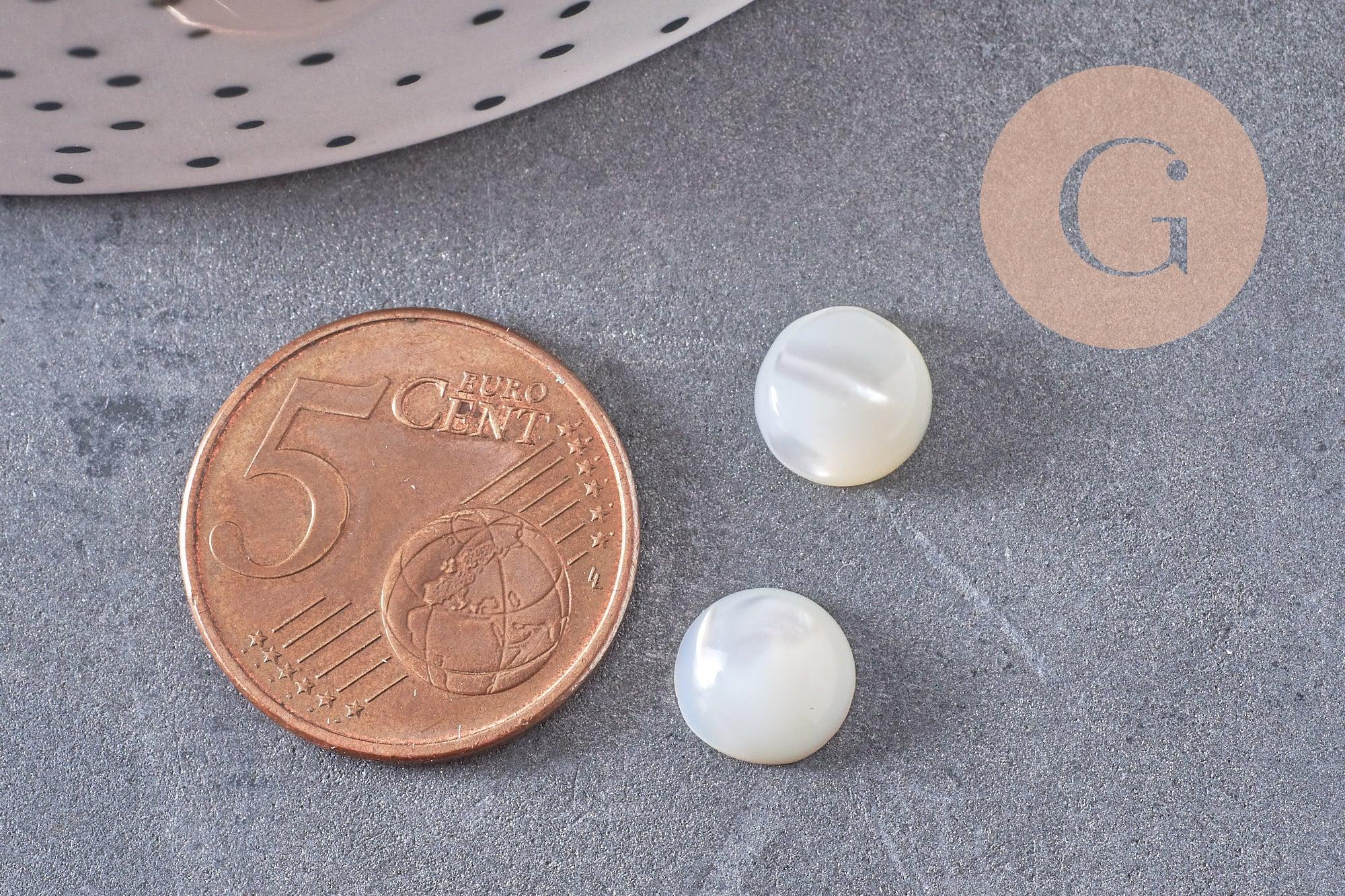 Gingerlily Cabochon rond nacre blanche naturelle 8mm x1