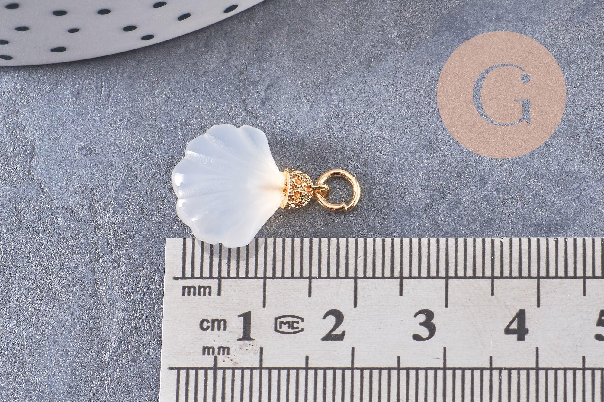 Gingerlily Pendentifs G10395 coquillage agate blanche 17,5mm