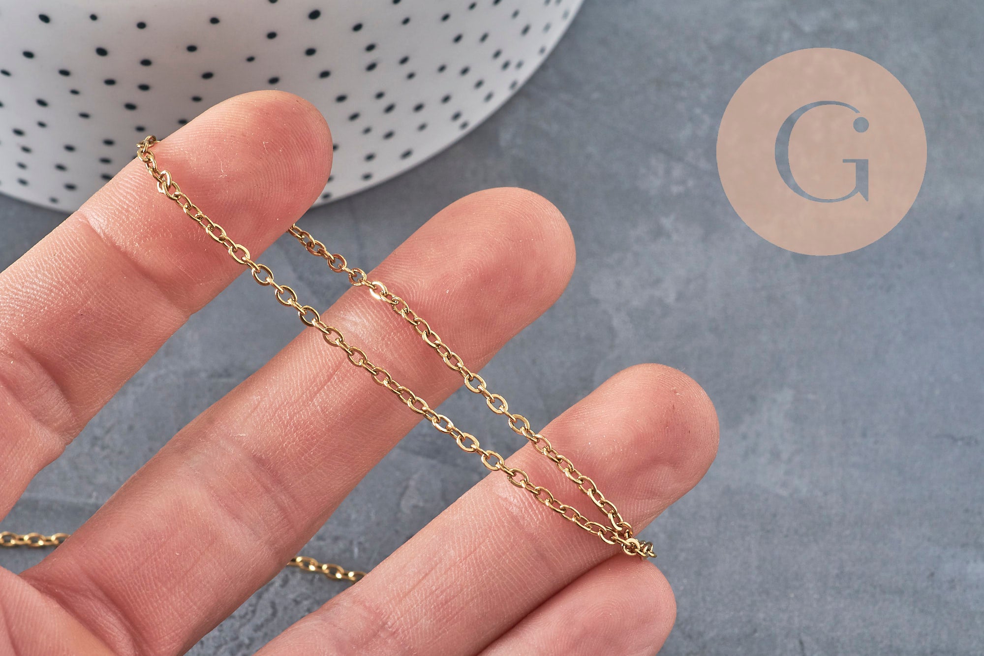 Gingerlily Chaîne forçat acier doré 2.5mm x1 m inox
