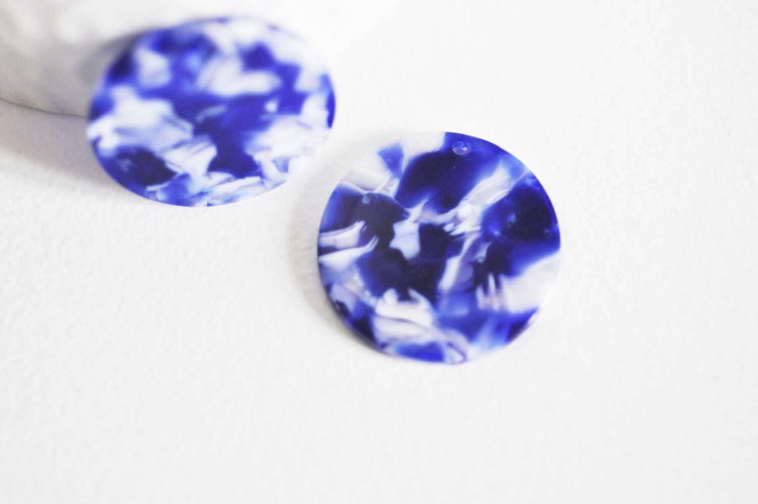 Gingerlily Apprêts connecteur acétate cercle bleu nuit 2,7cm x2