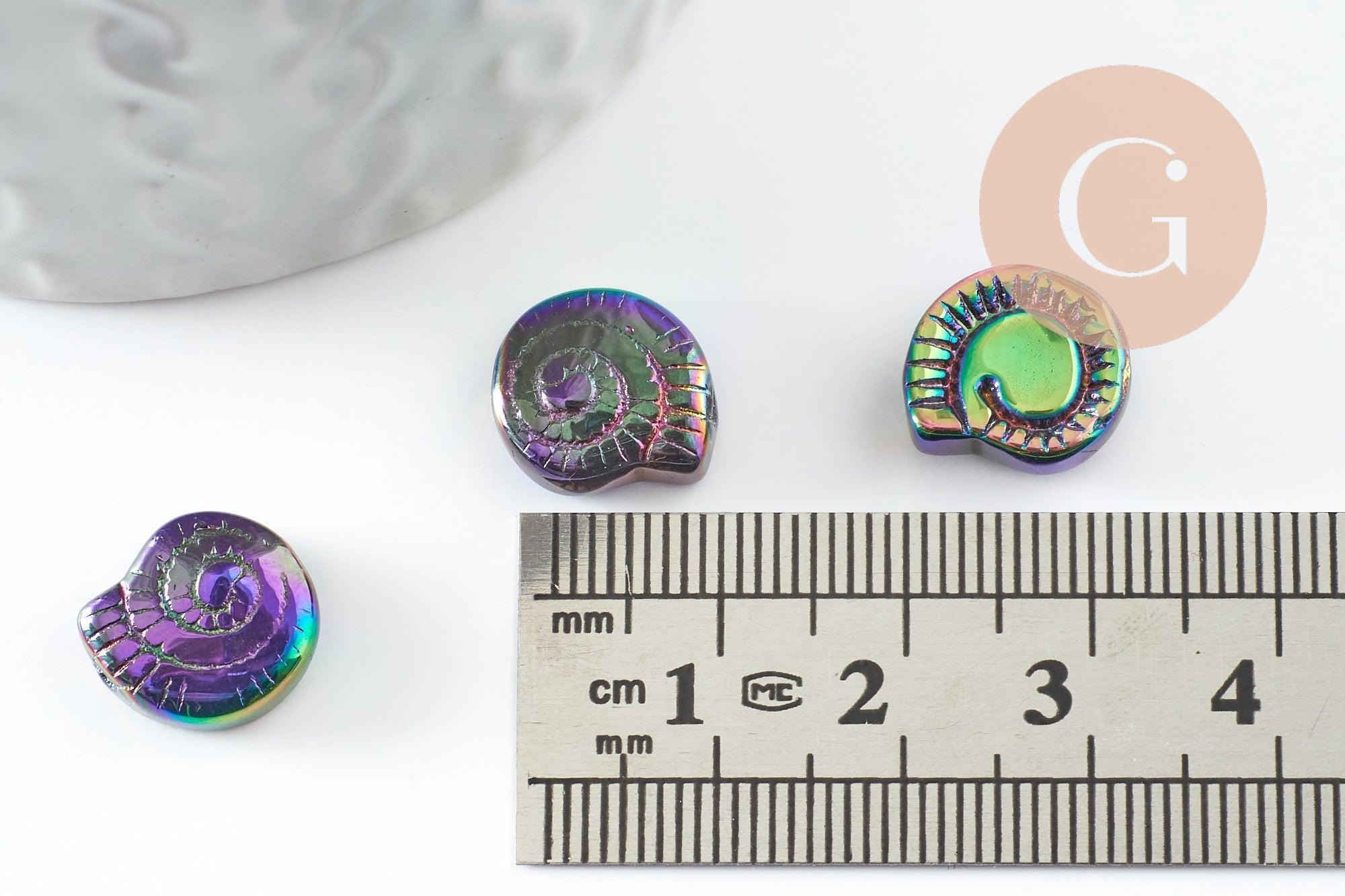 Gingerlily Perle coquillage verre bleu irisé 12mm x5