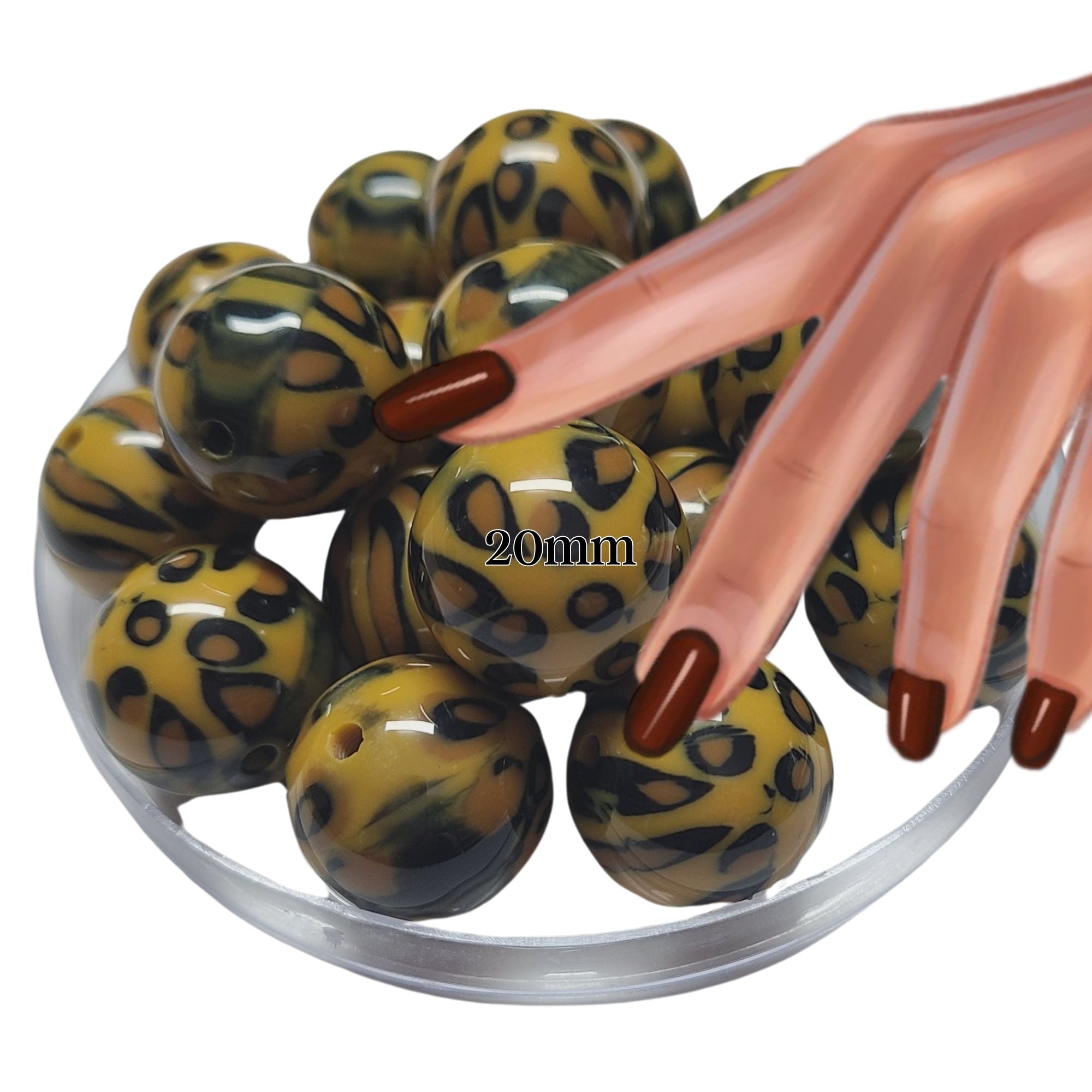 ARTSHOP Boules 20MM perle léopard brillante x1