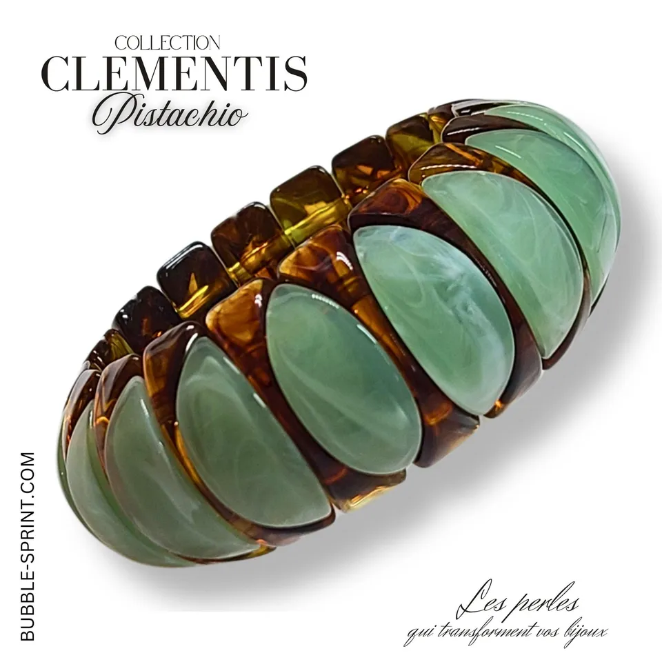 ARTSHOP Pistachio bracelet Clémentis vert monté 5,5cm