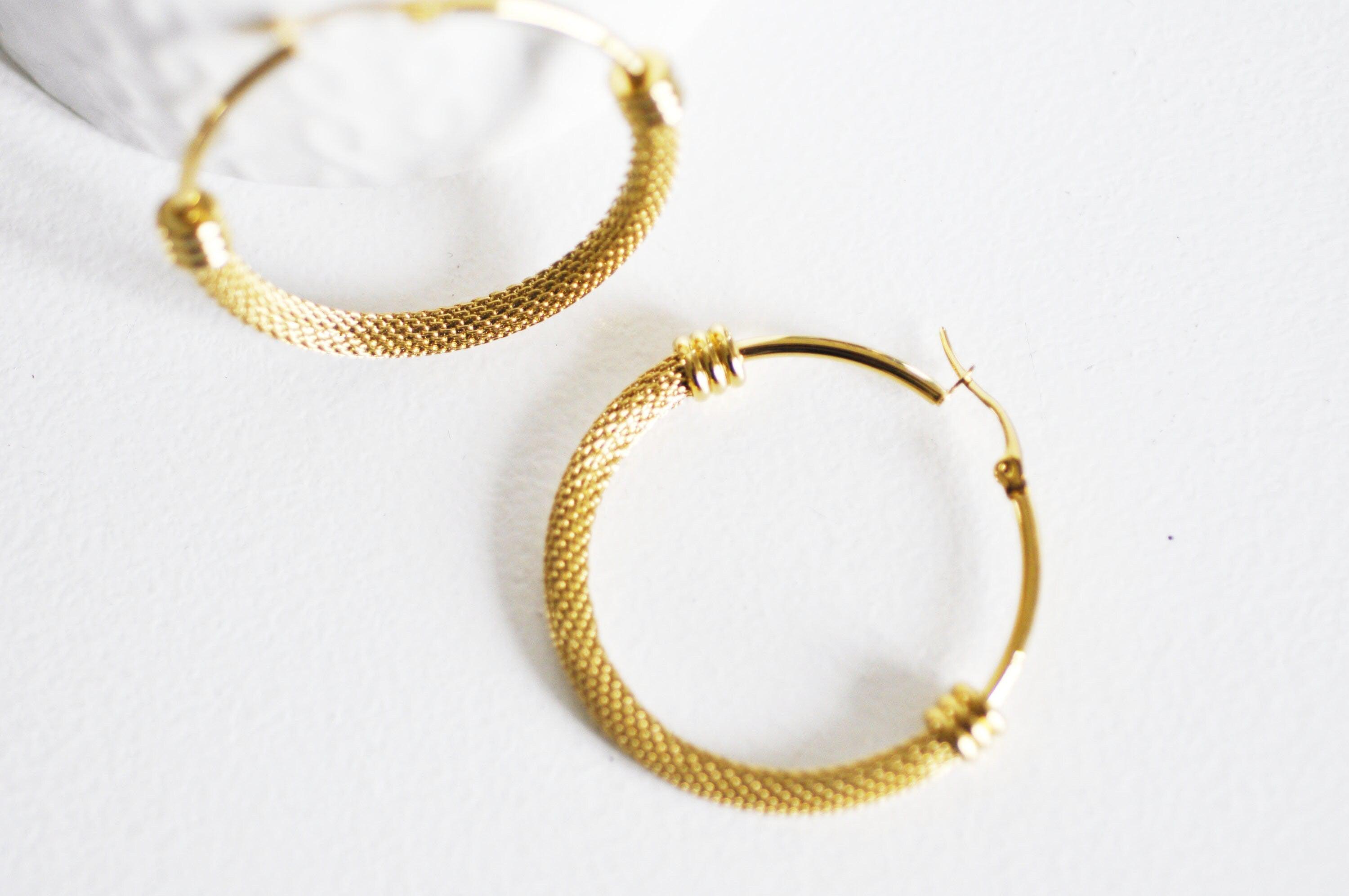 Gingerlily Accessoires G72 créoles maille acier doré 44.5mm paire