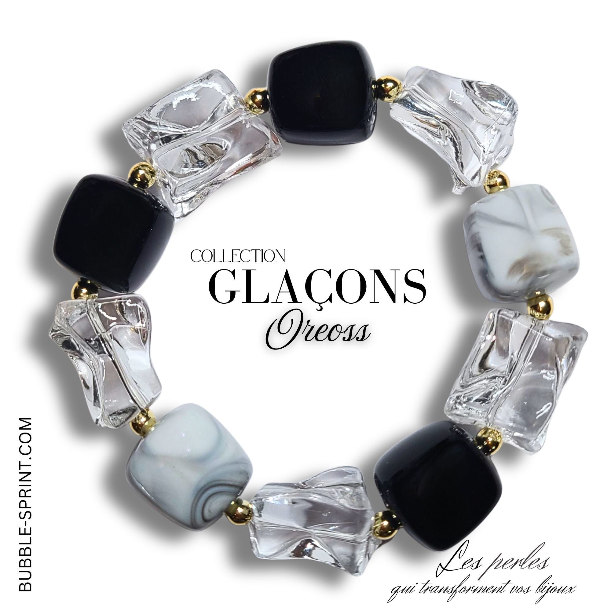 ARTSHOP Glaçons bracelet Oreoss kit ou monté noir blanc