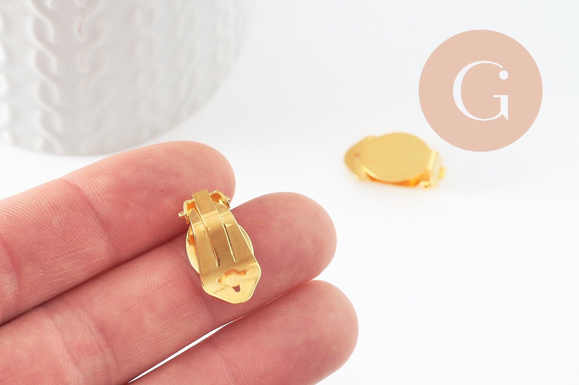 Gingerlily Supports boucles clip G9675 laiton doré non percée x2