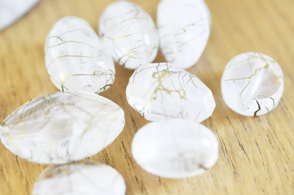 Gingerlily Perles perle acrylique transparente dorée lot 10
