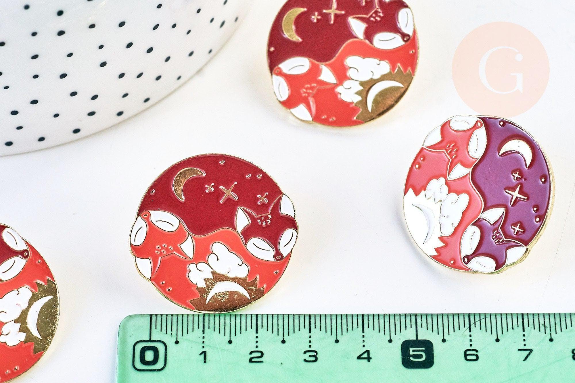 Gingerlily Broche renard roux G5554 pin's émaillé 30mm