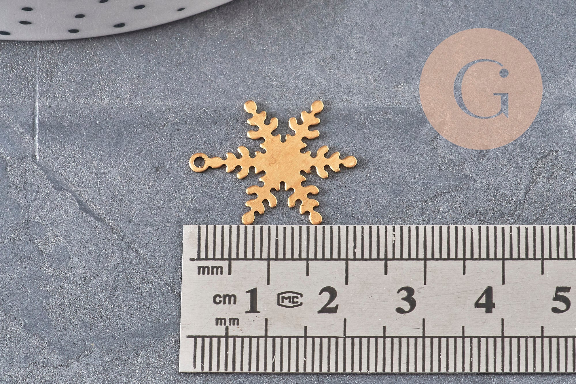 Gingerlily G11036 pendentif flocon neige laiton brut 21mm x2