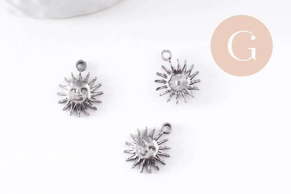 Gingerlily Pendentifs soleil acier inoxydable 14,5 mm x1 platine