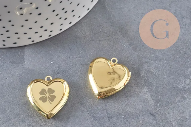 Gingerlily Pendentifs G11140 Locket Cœur Acier Doré 25mm