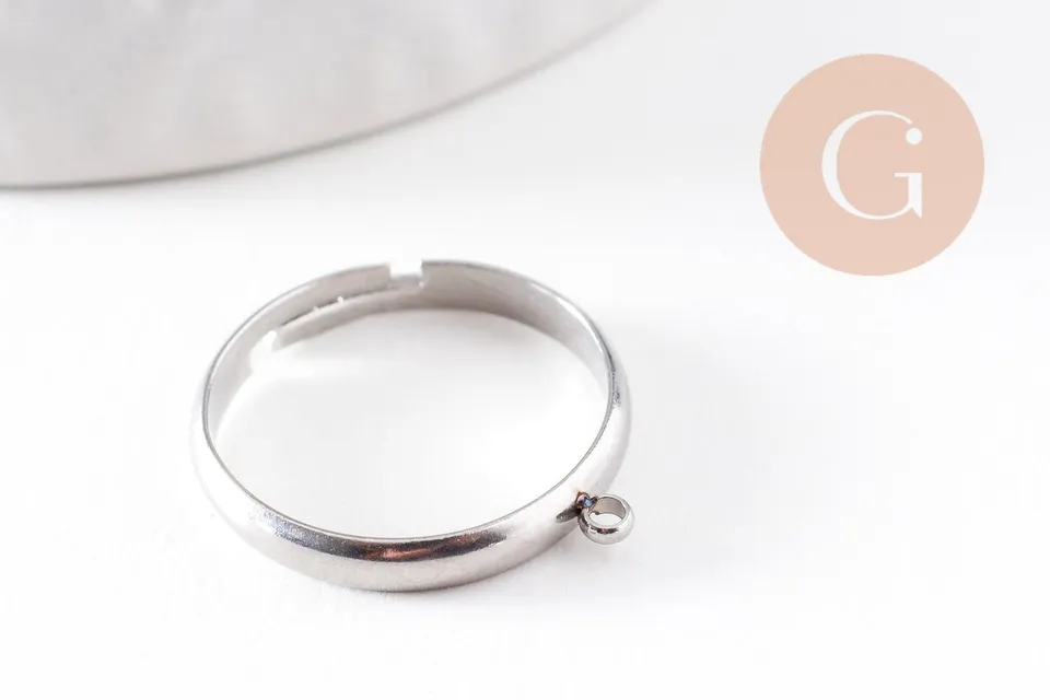 Gingerlily Support bague réglable acier platine 18mm x2