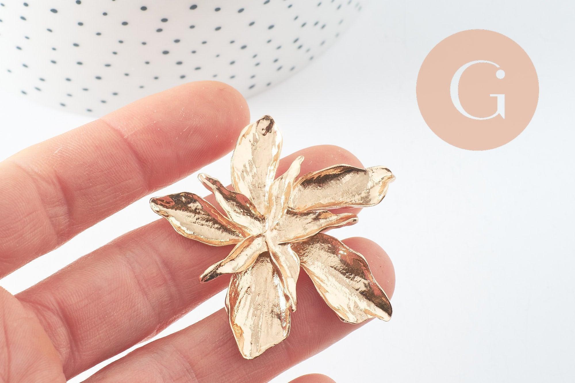 Gingerlily Boucles fleur XXL G9655 zamac doré la paire