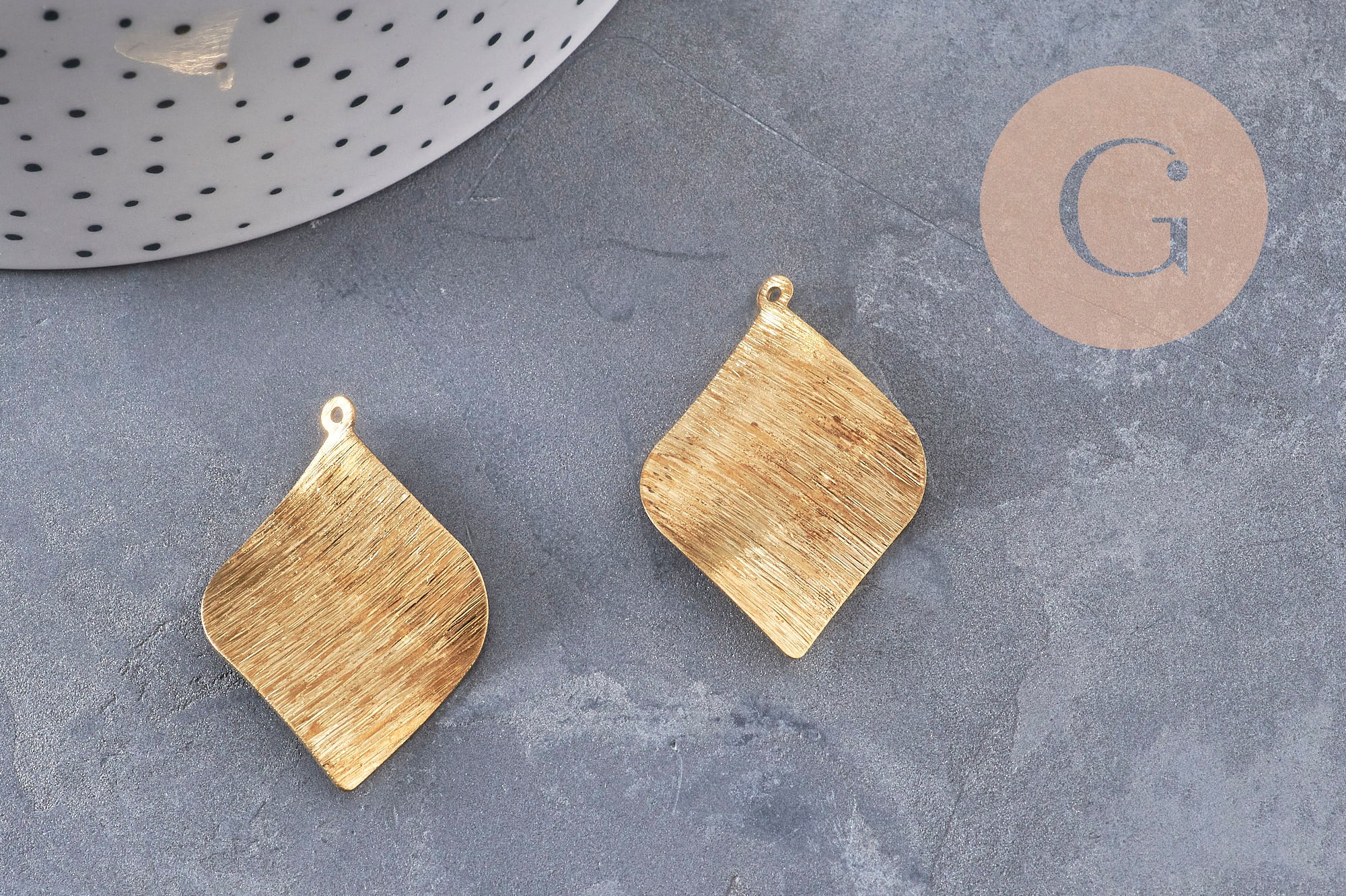 Gingerlily G10964 pendentif losange laiton brut x2