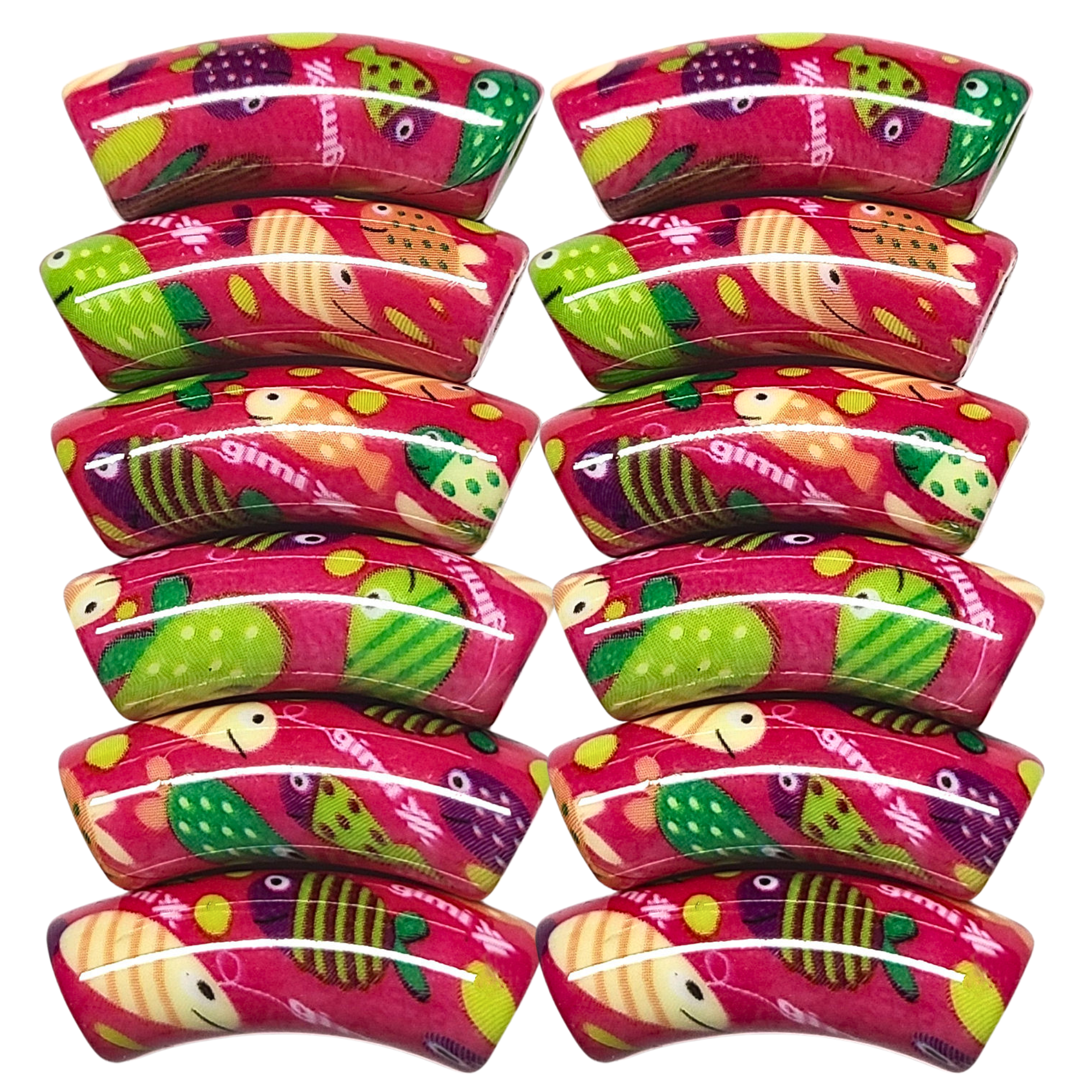 ARTSHOP Tubes DESIGN 1038 Poissons perles tubes x6 roses 12 mm