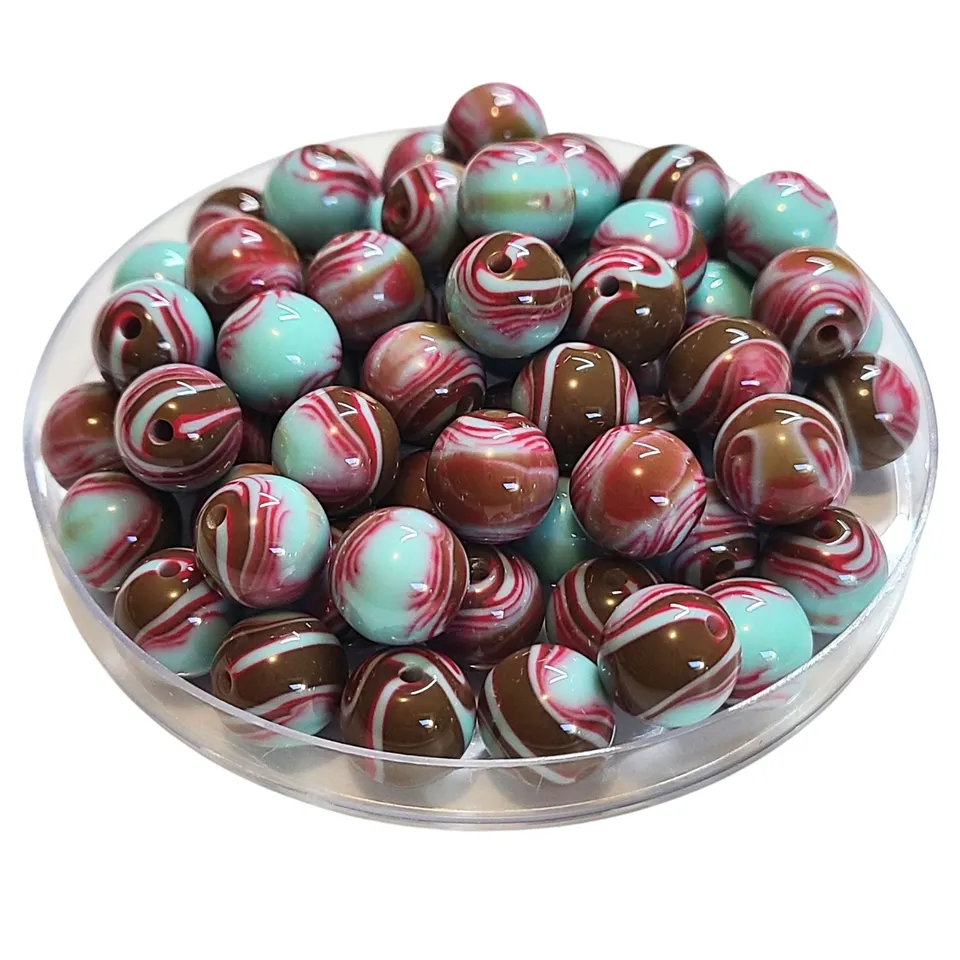 ARTSHOP 341 boules acryliques 12MM Swirl turquoise x20