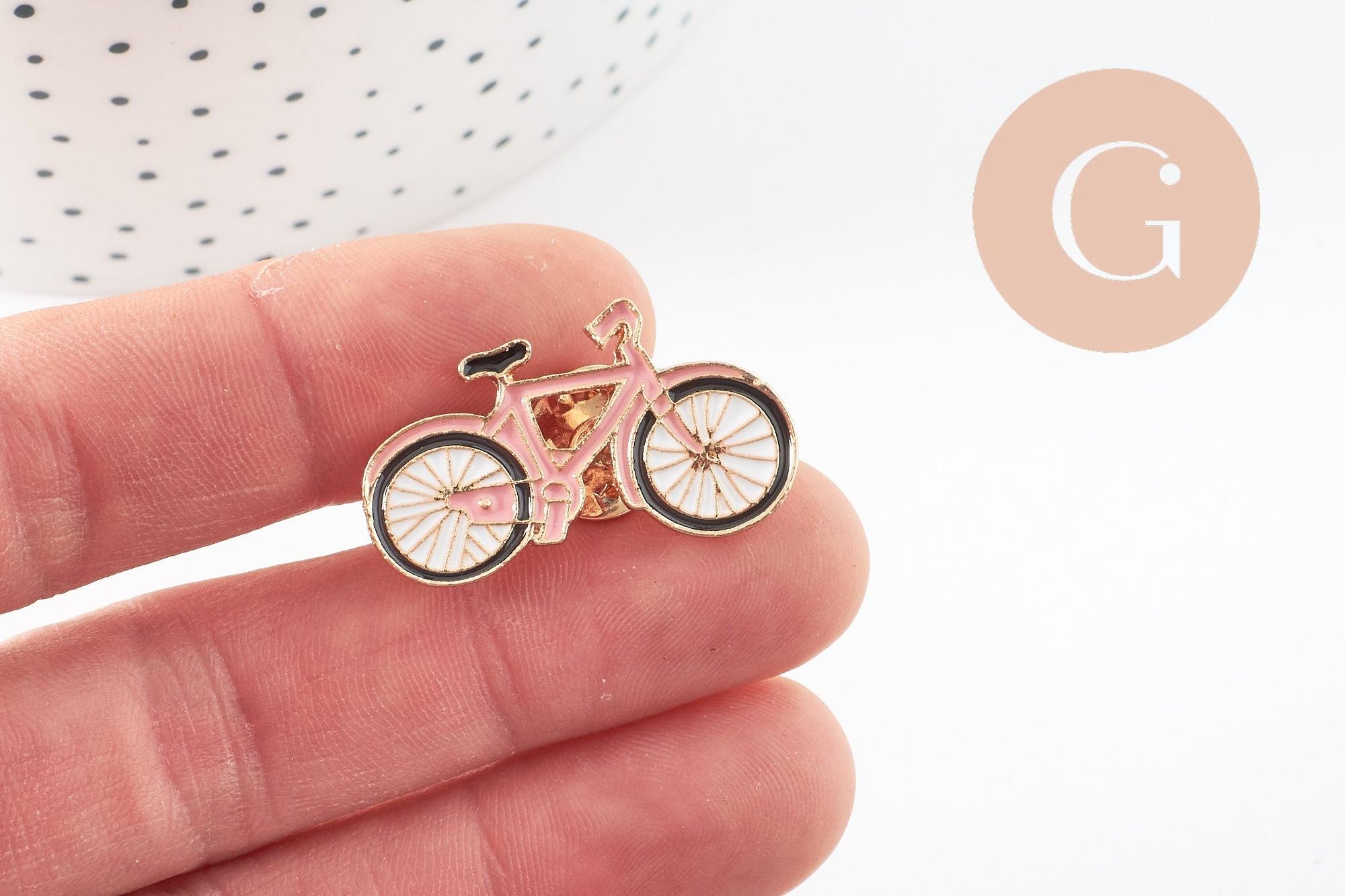 Gingerlily G9537 broche pin’s vélo rose émaillé 31,5mm x1
