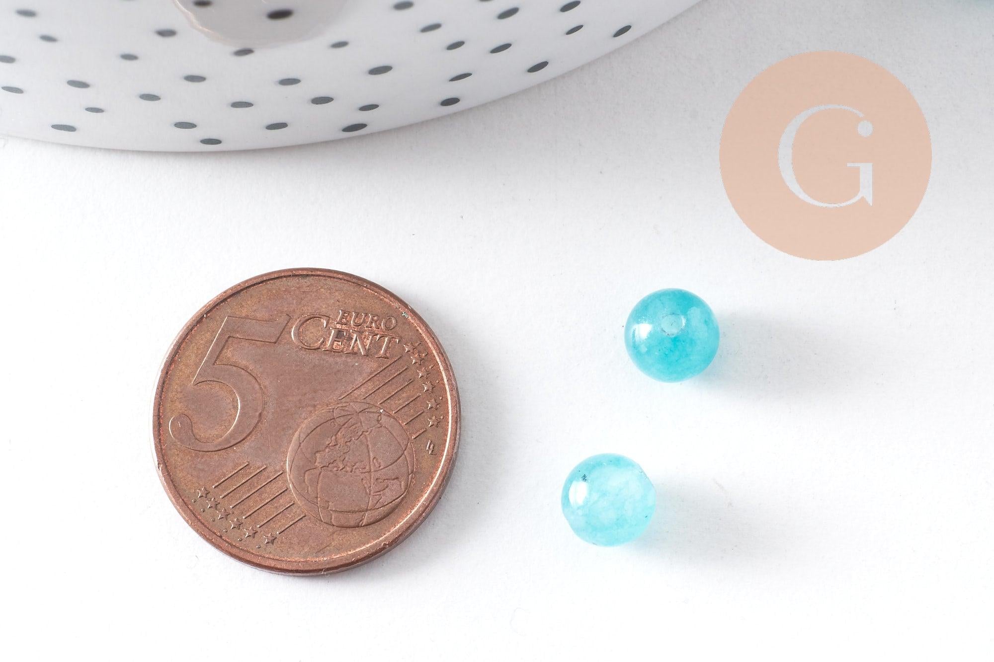 Gingerlily Perles G0884 perle ronde jade bleu ciel 6mm x10