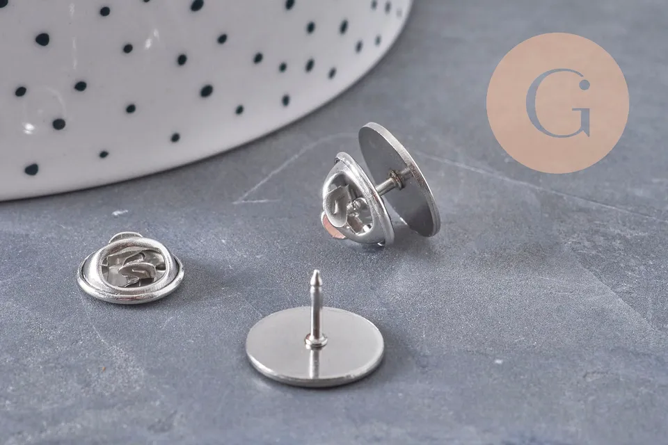 Gingerlily Apprêts Support pin's G10962 platine 14mm x5