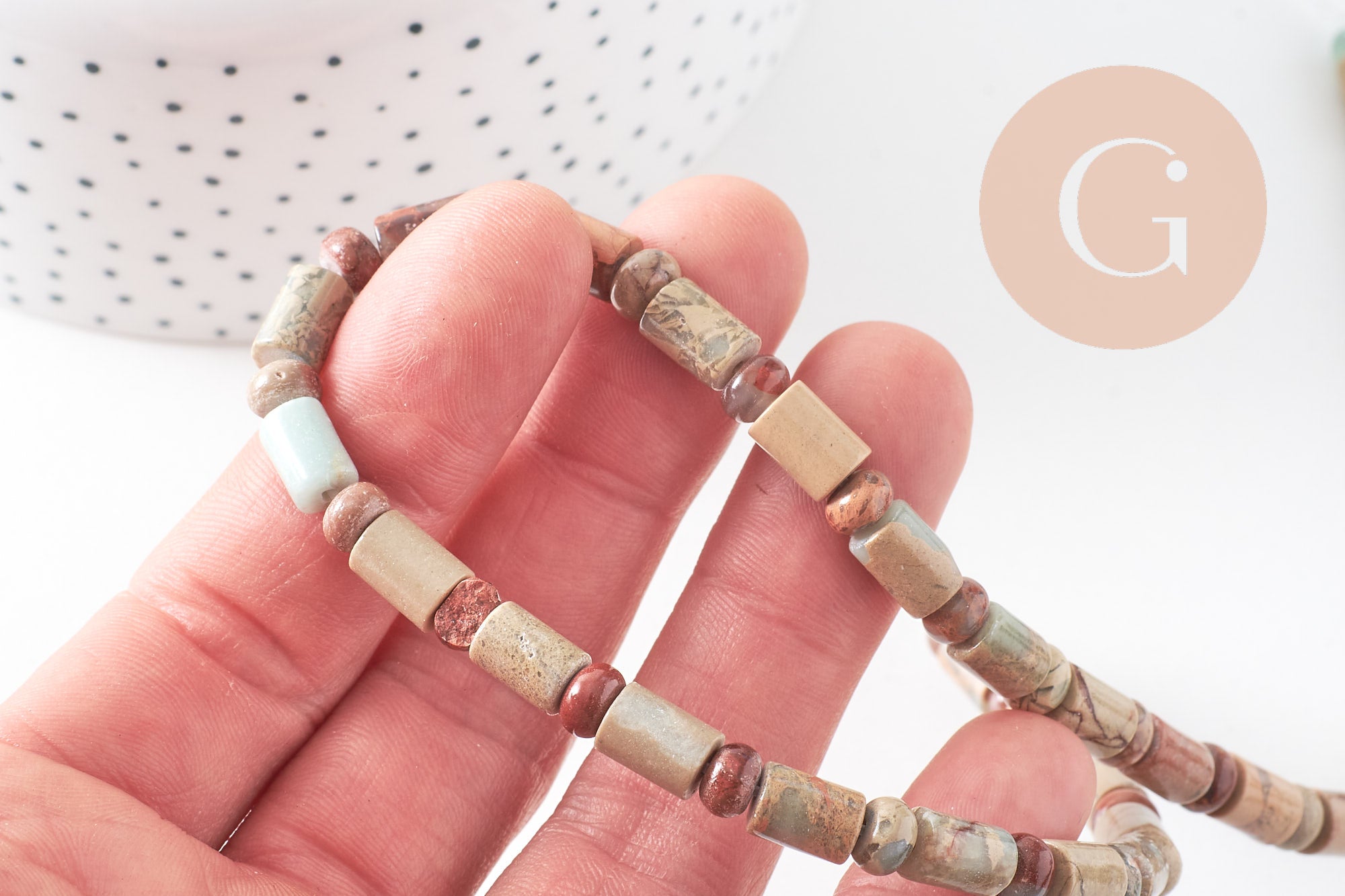 Gingerlily Perles pierre naturelle G3534 perle tube jaspe aquaterra 10mm