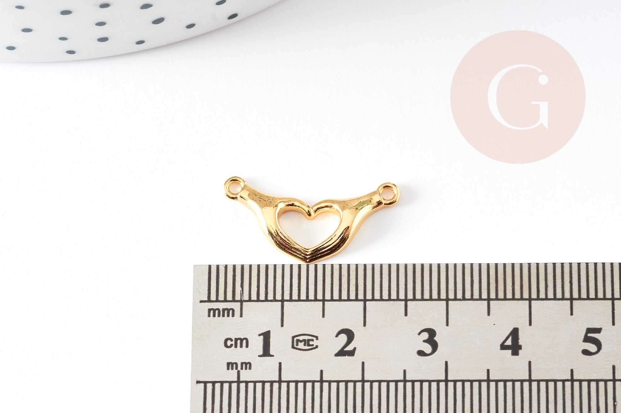 Gingerlily Pendentif main coeur G3833 laiton doré 18K 10,5mm x1