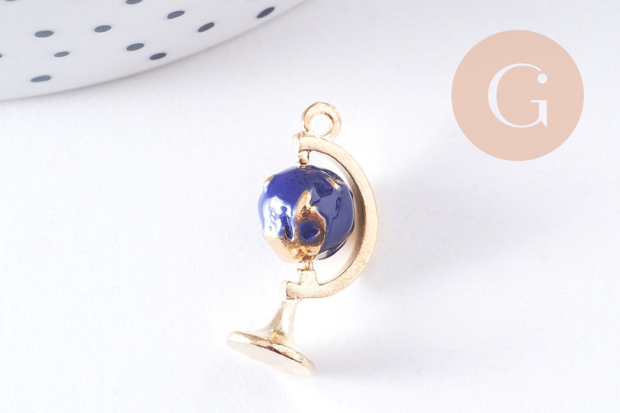 Gingerlily G4365 pendentif globe rotatif bleu doré