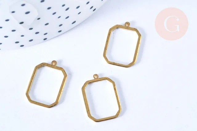 Gingerlily Pendentifs G6542 médaillon rectangle laiton brut 17,5 mm x2