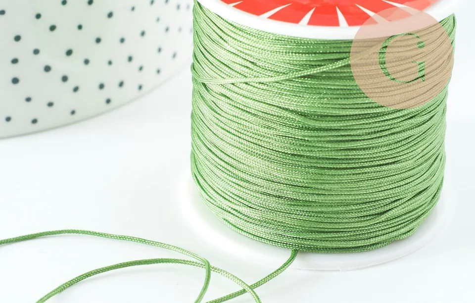 Gingerlily cordon polyester fil de jade vert kaki 0,8mm 1m G9454