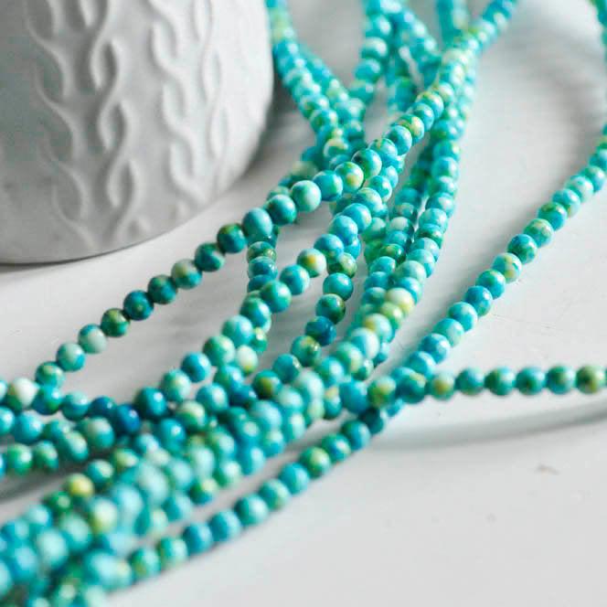 Gingerlily Perles jade océan bleu 4mm fil 35cm