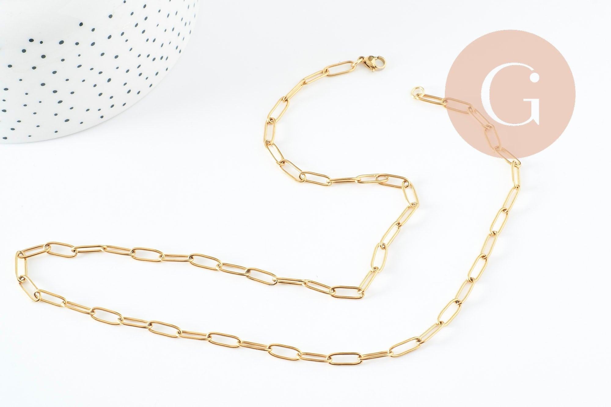 Gingerlily Chaînes Collier Chaîne Acier Doré 55cm G9407 x1