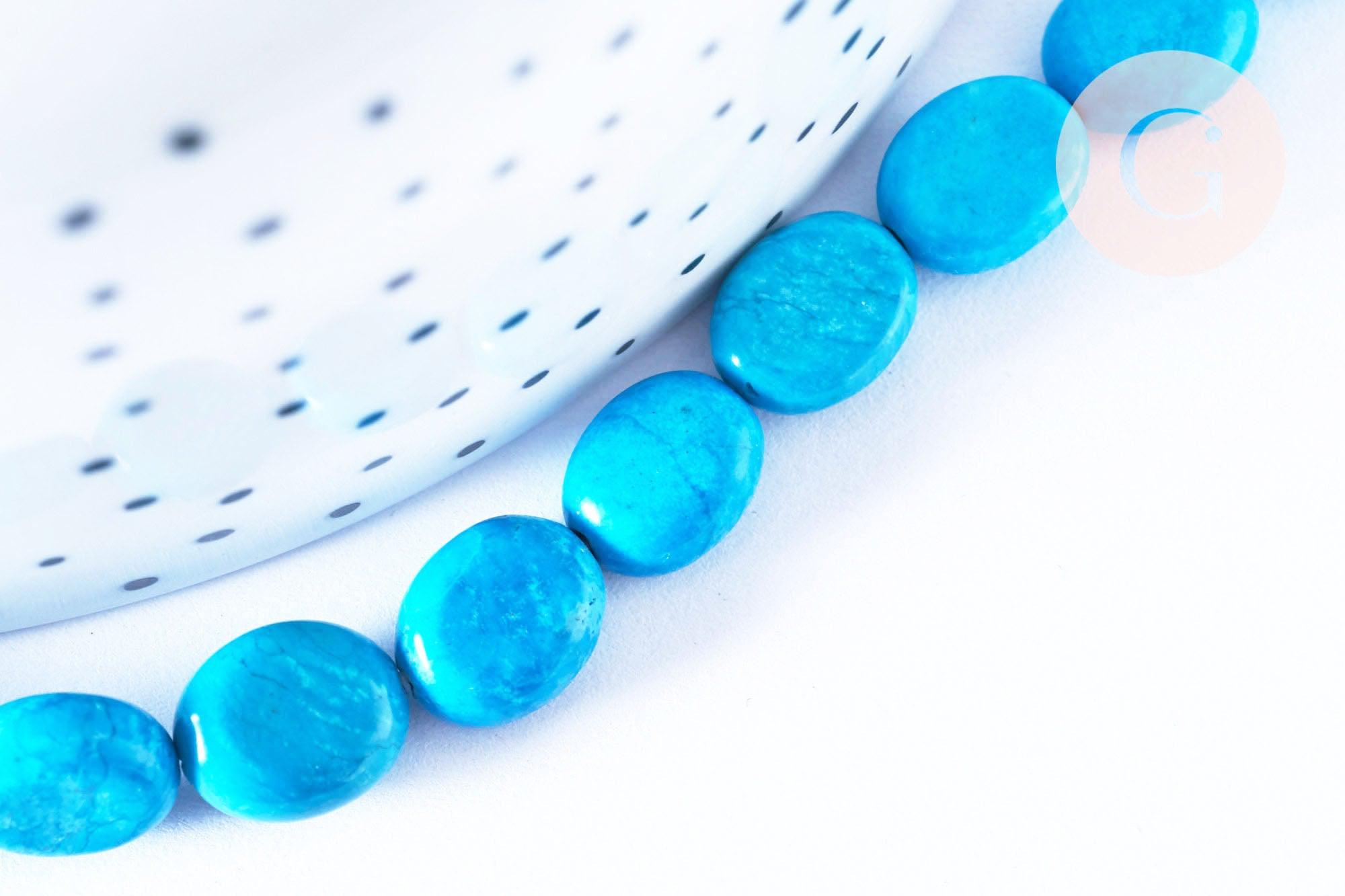 Gingerlily Pierre Perles howlite turquoise ovale 11mm fil 40cm