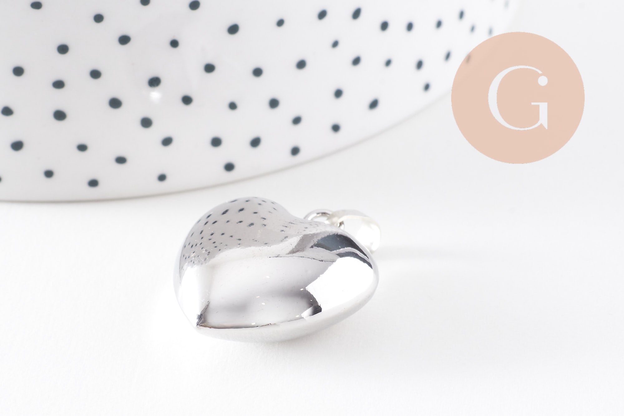 Gingerlily G9889 pendentif bola coeur 26.5mm argent platine