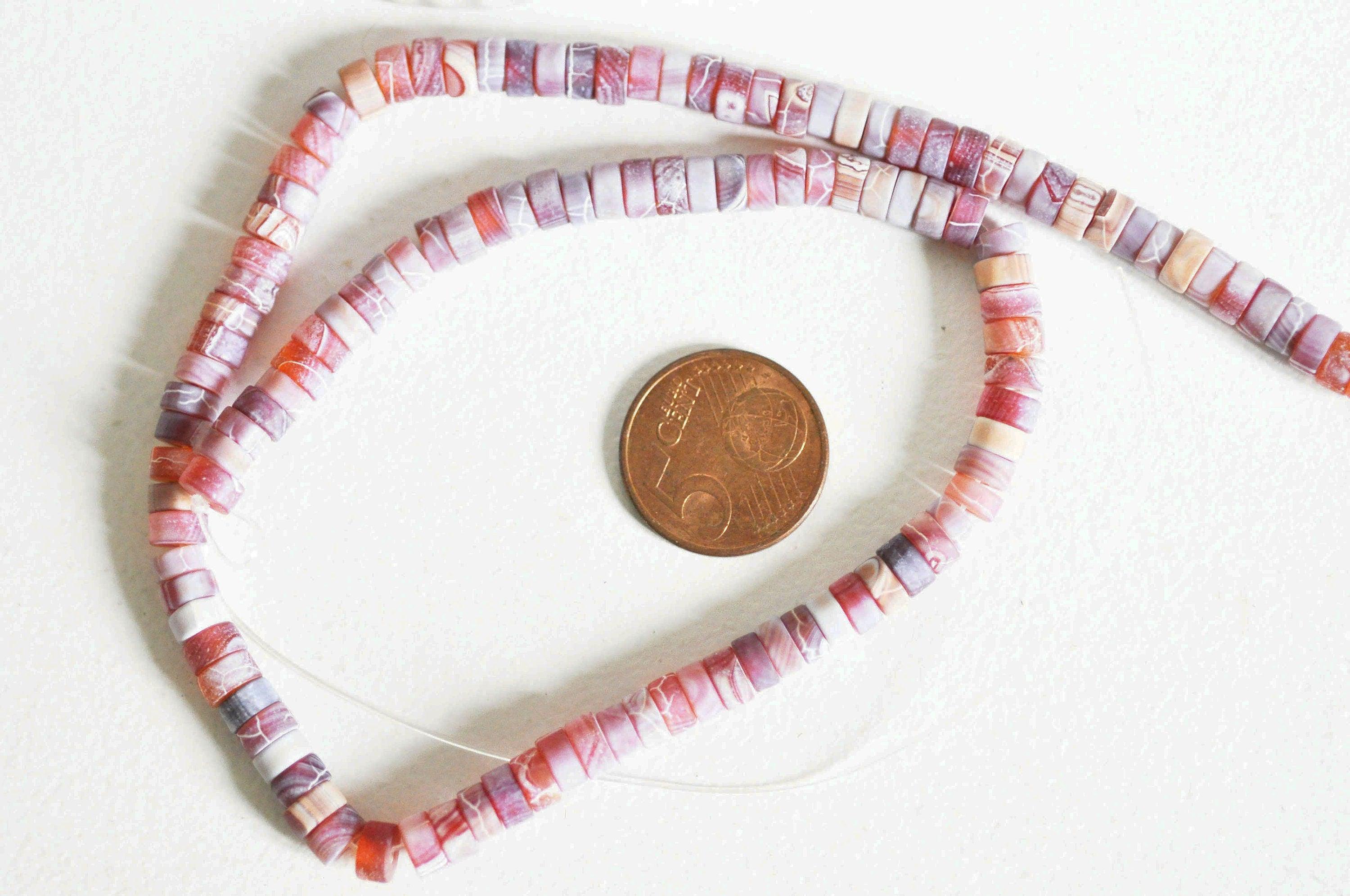 Gingerlily Perles Heishi Agate naturelle 6mm fil 115 perles