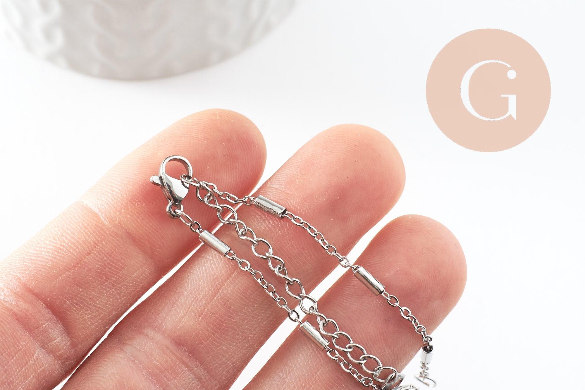 Gingerlily Base bracelet G9498 acier platine 15,8cm maille fine
