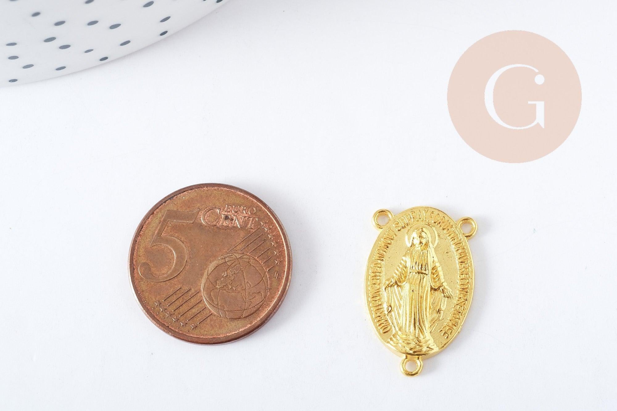 Gingerlily Pendentif médaille Vierge Marie doré 23 mm x5