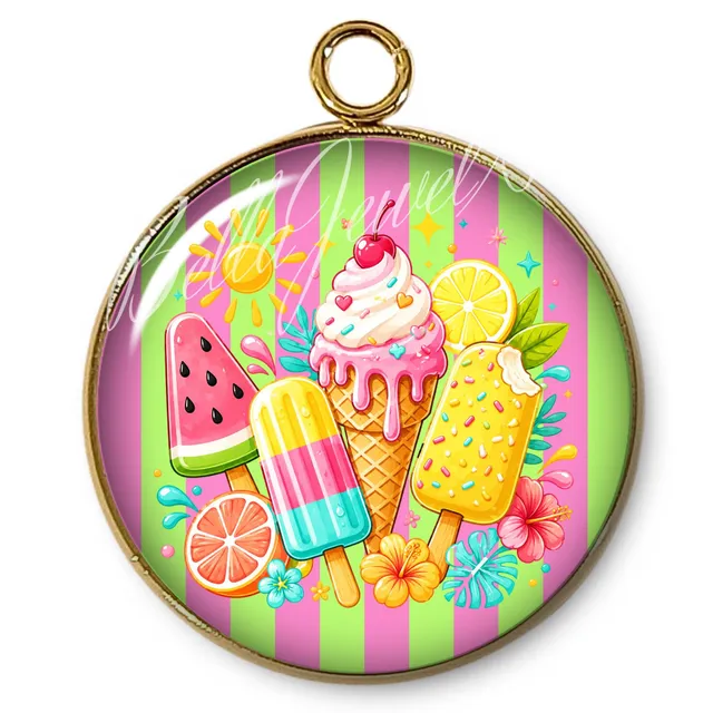 ARTSHOP Pendentif Intemporel 127 Glaces cabochon verre x1