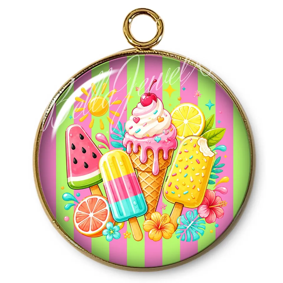ARTSHOP Pendentif Intemporel 127 Glaces cabochon verre x1