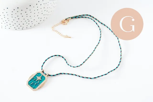 Gingerlily Collier médaille étoile turquoise cordon 45cm